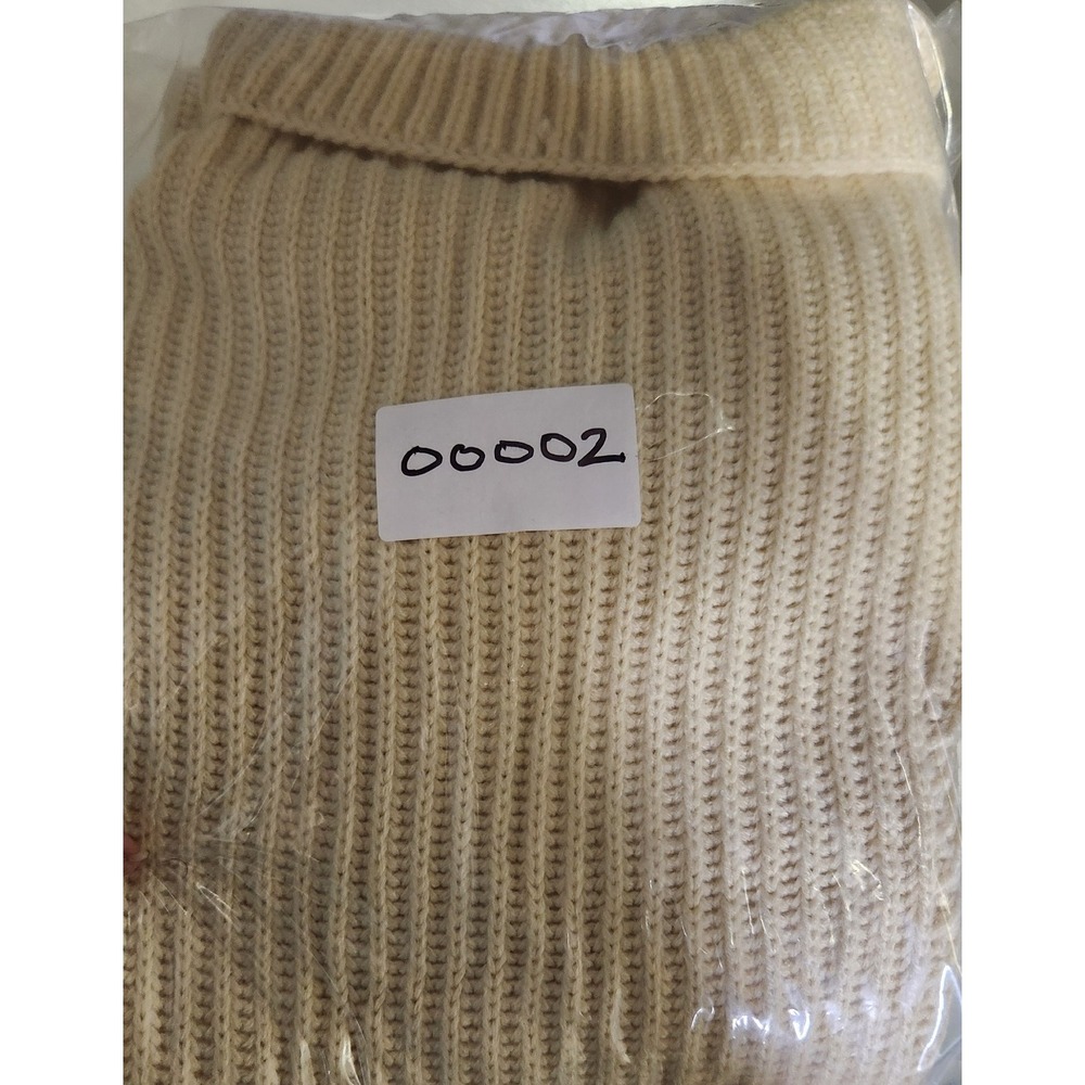 Sleeveless Turtleneck Sweater Dress Cream Knit Midi Side Slits - S - Picture 7 of 7